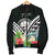 FSM Men's Bomber Jacket - FSM Coat of Arms & Polynesian Tropical Flowers White - Polynesian Pride