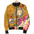 Tonga Men's Bomber Jacket - Turtle Plumeria (Gold) - Polynesian Pride