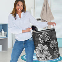 Hibiscus Turtles Hawaii Laundry Basket White AH - Polynesian Pride