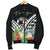 Tonga Men's Bomber Jacket - Tonga Caledonia Coat of Arms & Polynesian Tropical Flowers White - Polynesian Pride