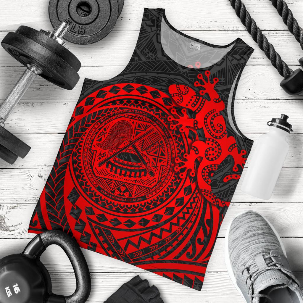 American Samoa Men's Tank Top - Polynesian Lizard RED - Polynesian Pride