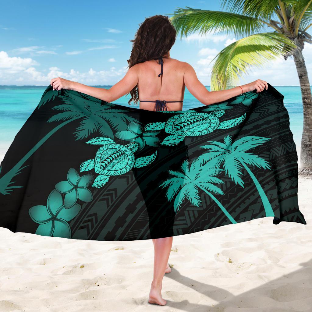 Hawaii Turtle Plumeria Coconut Tree Polynesian Sarong - Turquoise - Polynesian Pride