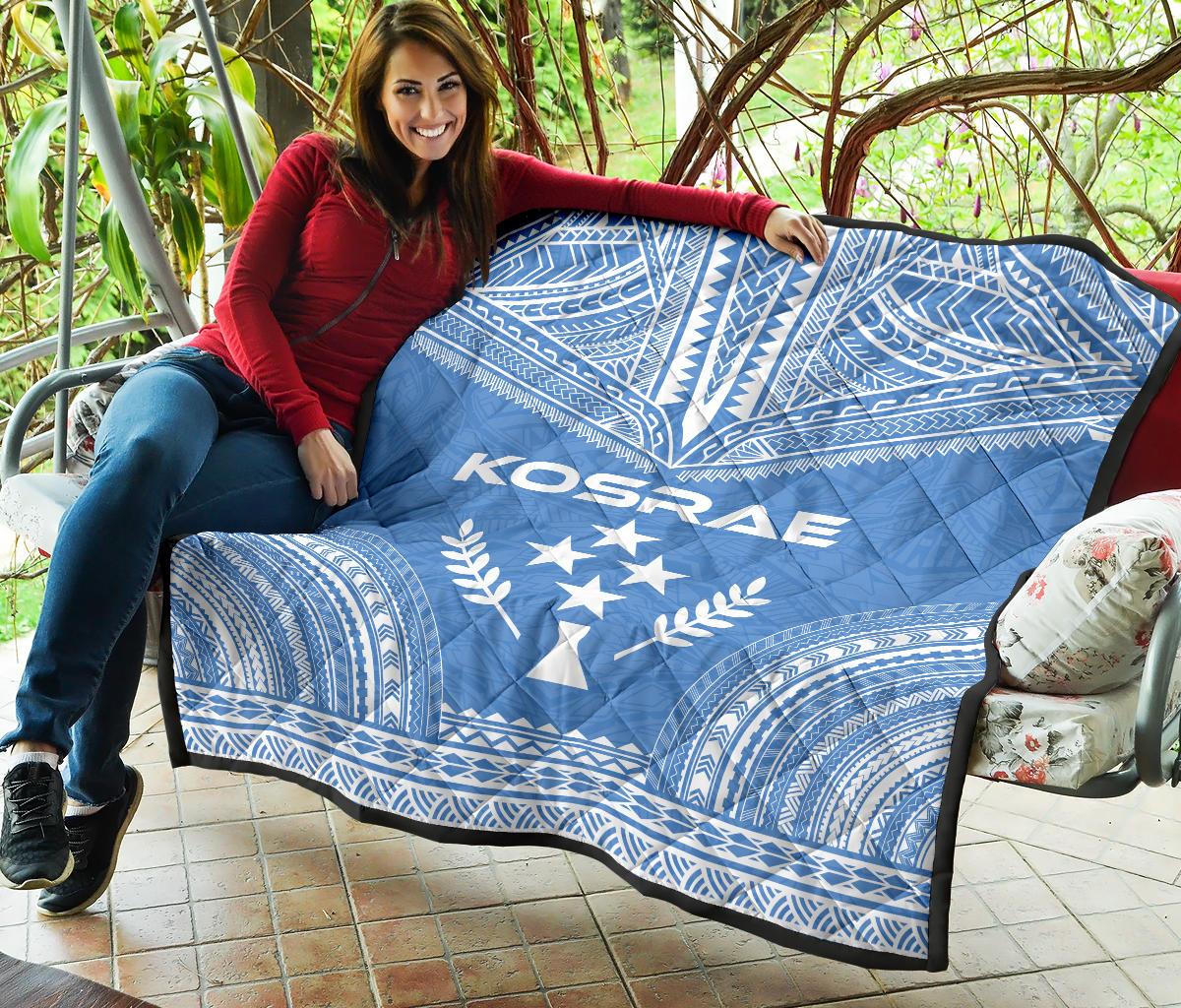 Kosrae Premium Quilt - Kosrae Flag Polynesian Chief Bluecs Version - Polynesian Pride