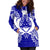 Pohnpei Polynesian Hoodie Dress Map Blue - Polynesian Pride