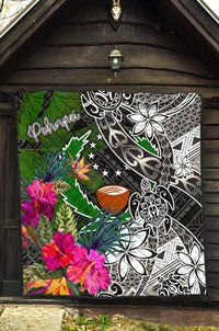 Pohnpei Premium Quilt - Turtle Plumeria Banana Leaf - Polynesian Pride
