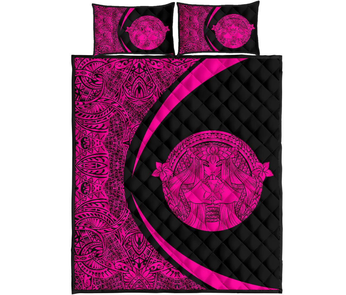 Hawaii Polynesian Pele Kanaka Quilt Bed Set Circle Style Pink Art - Polynesian Pride