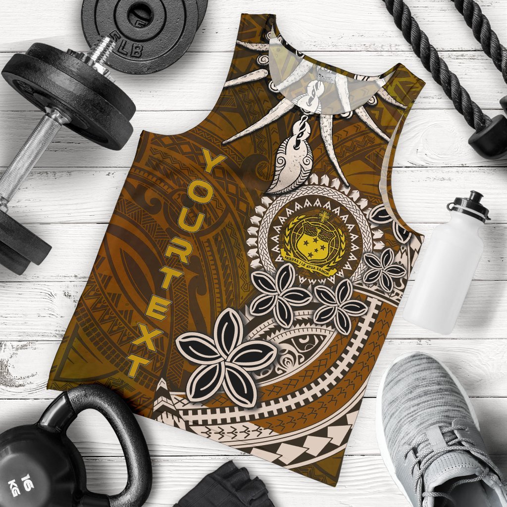 Samoa Custom Personalised Men Tank Top - Polynesian Boar Tusk Brown - Polynesian Pride