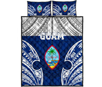 Guam Polynesian Quilt Bed Set - Pattern With Seal Blue Version Blue - Polynesian Pride