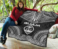 Guam Premium Quilt - Guam Coat Of Arms Polynesian Chief Black Version - Polynesian Pride