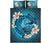 Solomon Islands Polynesian Quilt Bed Set - Blue Plumeria Animal Tattoo - Polynesian Pride