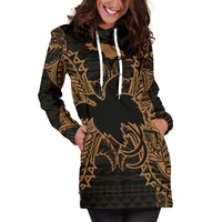 Papua New Guinea Polynesian Hoodie Dress Map Gold - Polynesian Pride