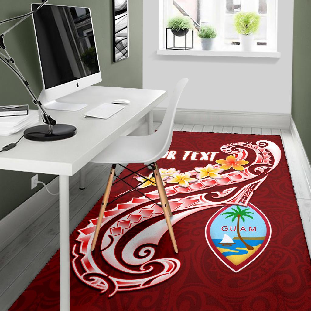 Guam Personalised Area Rug - Guam Seal Polynesian Patterns Plumeria (Red) - Polynesian Pride