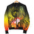 Polynesian Hawaii Custom Personalised Men's Bomber Jacket - Humpback Whale with Tropical Flowers (Yellow) - Polynesian Pride