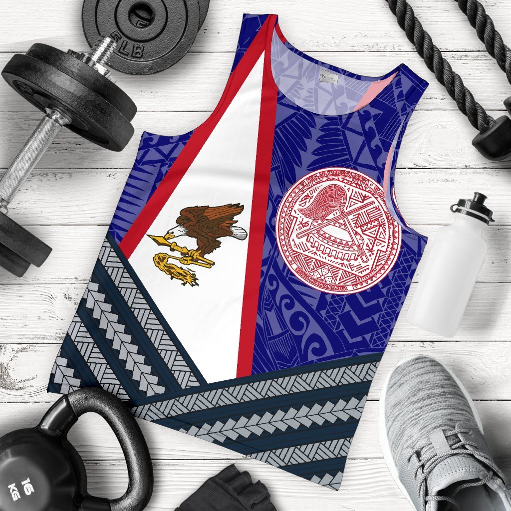 American Samoa Polynesian Men's Tank - American Samoa Flag And Blue - Polynesian Pride