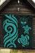 Marshall Islands Premium Quilt - Turquoise Tentacle Turtle Crest - Polynesian Pride