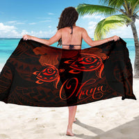 Hawaii Turtle Ohana Hibiscus Poly Sarong - Orange - Polynesian Pride