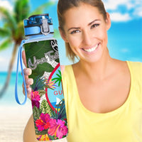 Guam Custom Personalised Hydro Tracking Bottle White - Turtle Plumeria Banana Leaf - Polynesian Pride