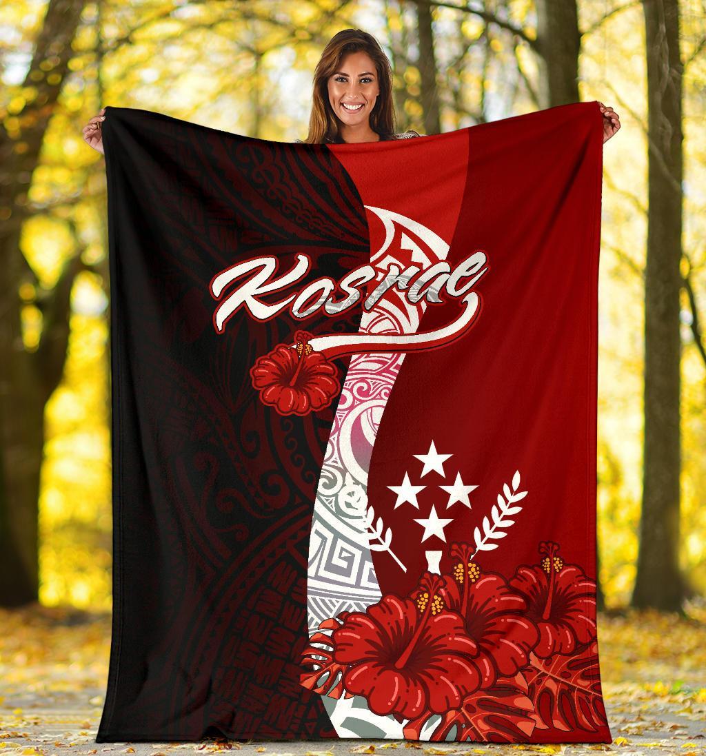 Kosrae Micronesia Premium Blanket - Coat Of Arm With Hibiscus - Polynesian Pride