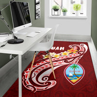 Guam Area Rug - Guam Seal Polynesian Patterns Plumeria (Red) - Polynesian Pride