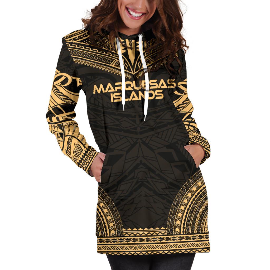 Marquesas Islands Women's Hoodie Dress - Polynesian Gold Chief - Polynesian Pride