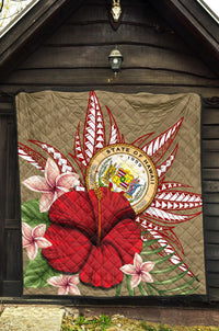 Hawaii Polynesian Coat Of Arm Tropical Premium Quilt - AH - Polynesian Pride