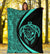 Hawaii Turtle Map Polynesian Premium Blanket - Turquoise - Circle Style - Polynesian Pride