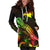 Papua New Guinea Polynesian Hoodie Dress - Turtle With Blooming Hibiscus Reggae - Polynesian Pride