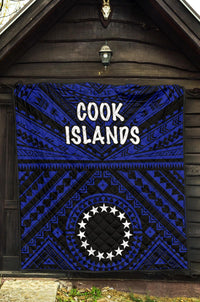 Cook Island Premium Quilt - Seal With Polynesian Tattoo Style ( Blue) - Polynesian Pride