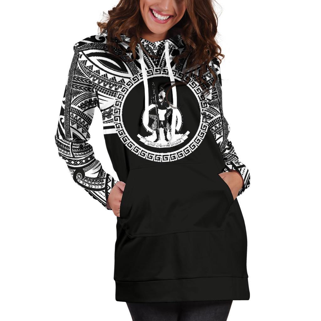 Vanuatu Women Hoodie Dress - Vanuatu Coat Of Arms Polynesian Black Color - Polynesian Pride