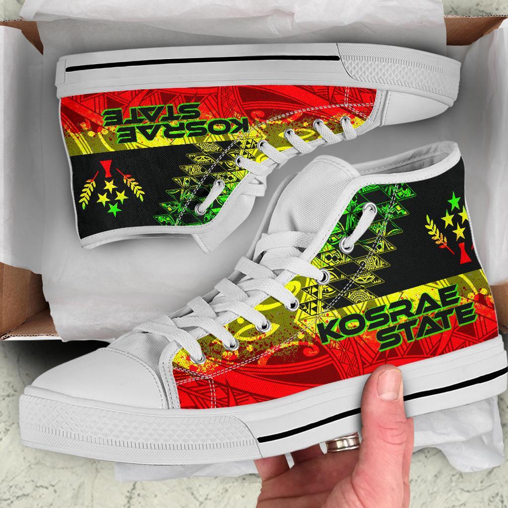 Kosrae State High Top Shoes - Reggage Color Symmetry Style Unisex Black - Polynesian Pride