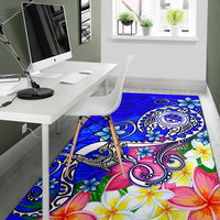 FSM Area Rug - Turtle Plumeria (Blue) - Polynesian Pride
