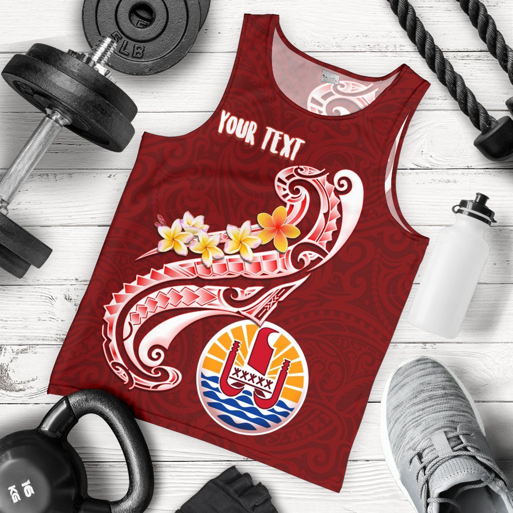 Tahiti Personalised Men's Tank Top - Tahiti Seal Polynesian Patterns Plumeria Red - Polynesian Pride