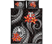 Tahiti Polynesian Quilt Bed Set - White Plumeria - Polynesian Pride