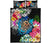 Hawaii Plumeria Hibiscus Wave Turtle Quilt Bed Set Black - Polynesian Pride