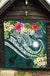 Marshall Islands Polynesian Premium Quilt - Summer Plumeria (Turquoise) - Polynesian Pride