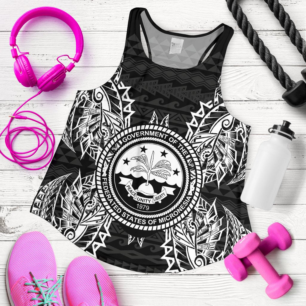 Federated States Of Micronesian Women Tank Top Map Black - Polynesian Pride