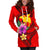 Papua New Guinea Polynesian Women's Hoodie Dress - Floral With Seal Red - Polynesian Pride