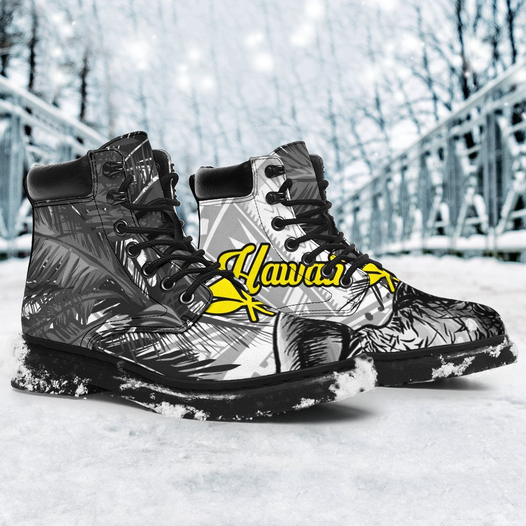 Hawaii All - Season Boots - Turtle Palm Tree White - Polynesian Pride