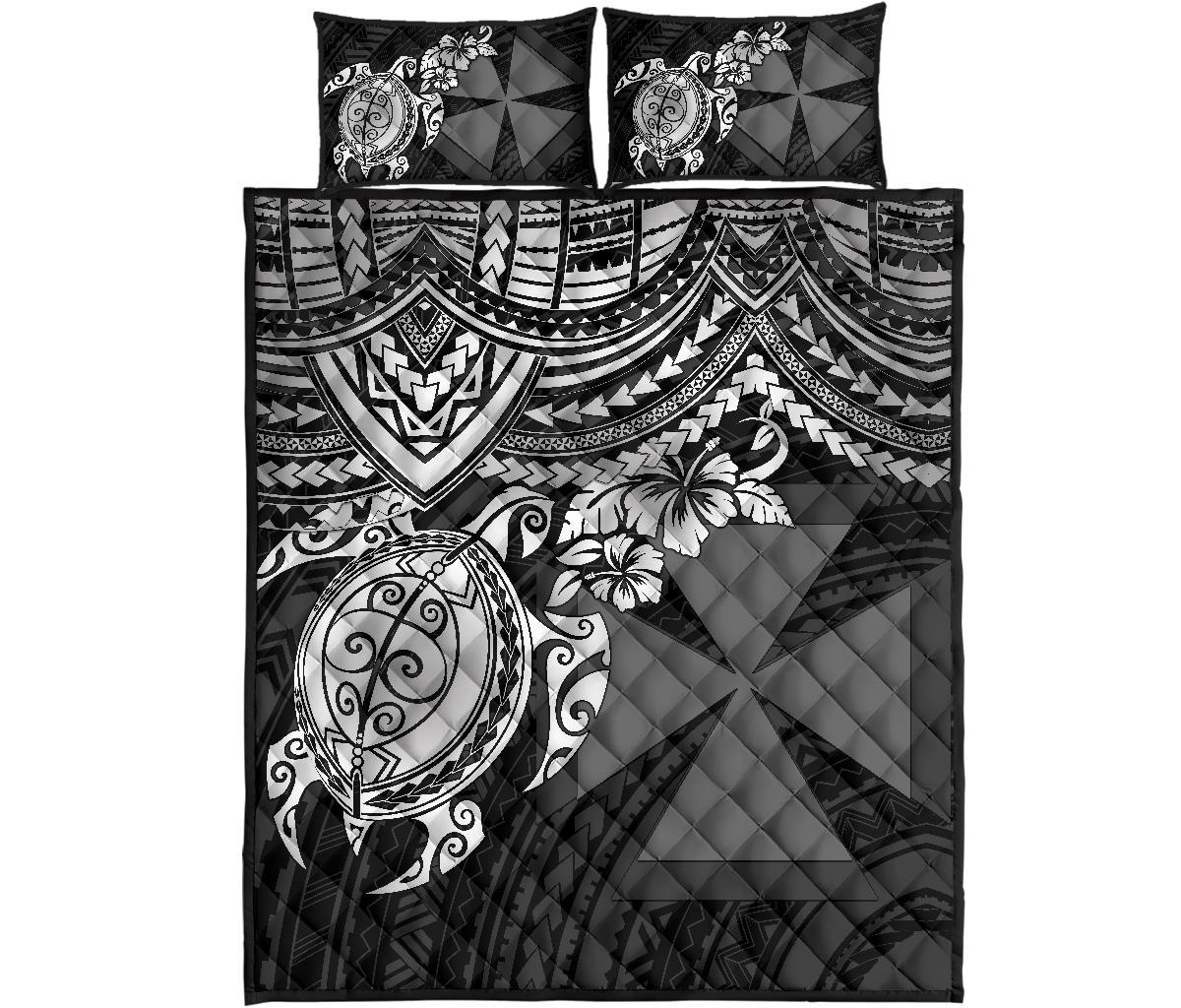 Wallis and Futuna Polynesian Quilt Bed Set - Wallis and Futuna & White Turtle Hibiscus - Polynesian Pride
