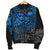 Samoa Polynesian Bomber Jacket (Men) - Blue Turtle Flowing - Polynesian Pride