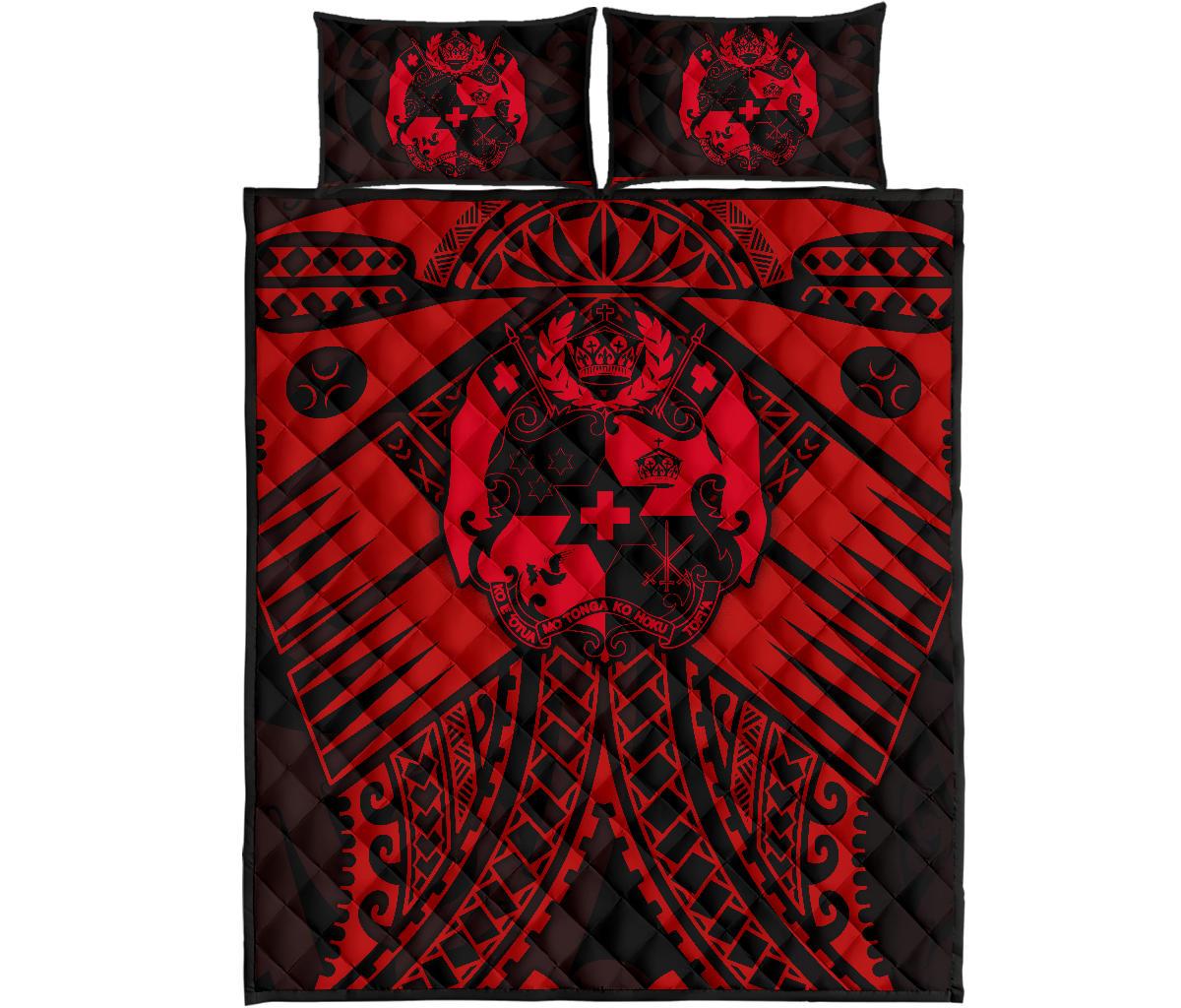 Tonga Polynesian Quilt Bed Set - Tonga Red Seal with Polynesian tattoo - Polynesian Pride