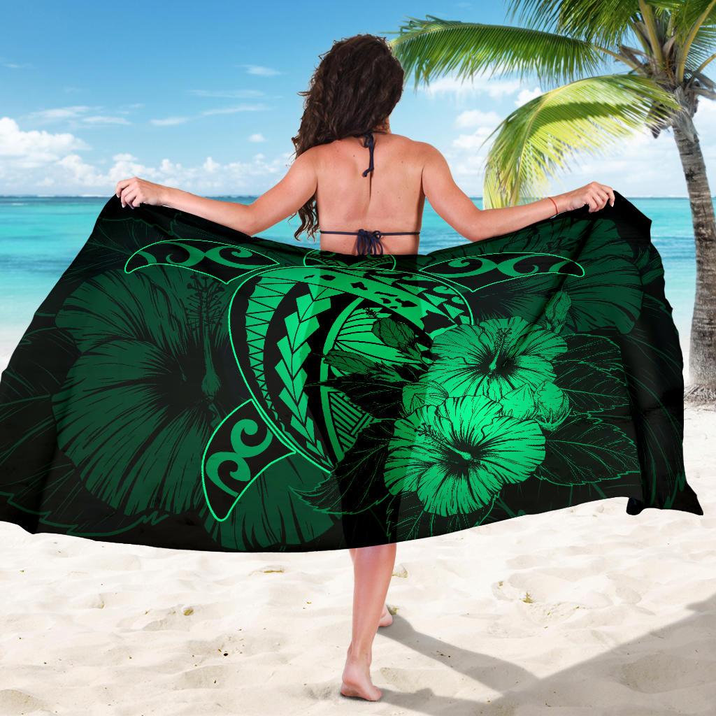 Hawaii Hibiscus Sarong - Harold Turtle - Pastel Green - Polynesian Pride