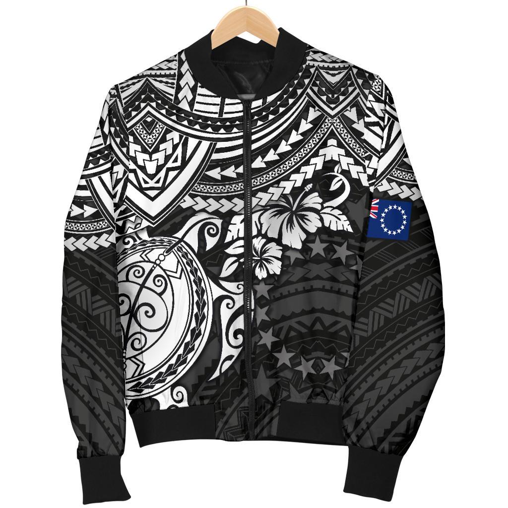 Cook Islands Polynesian Bomber Jacket (Men) - White Turtle - Polynesian Pride
