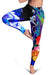 American Samoa Polynesian Women's Leggings - Humpback Whale with Tropical Flowers (Blue) - Polynesian Pride