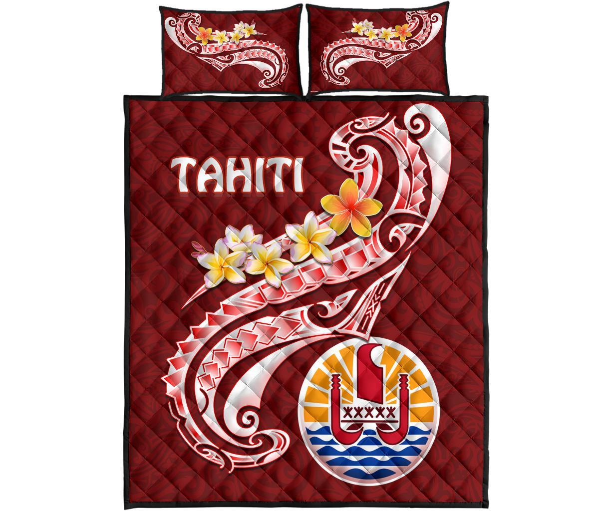 Tahiti Quilt Bed Set - Tahiti Seal Polynesian Patterns Plumeria - Polynesian Pride