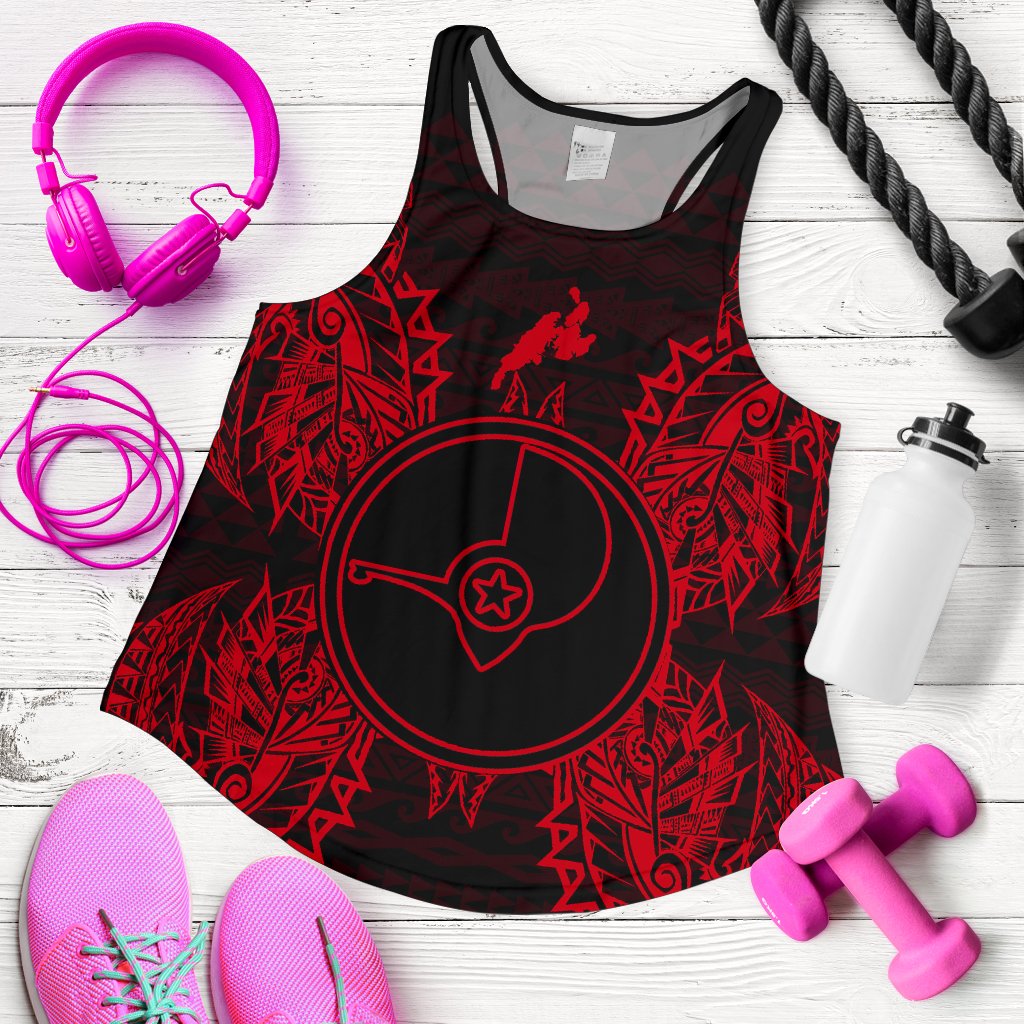 Yap Polynesian Women Tank Top Map Red - Polynesian Pride