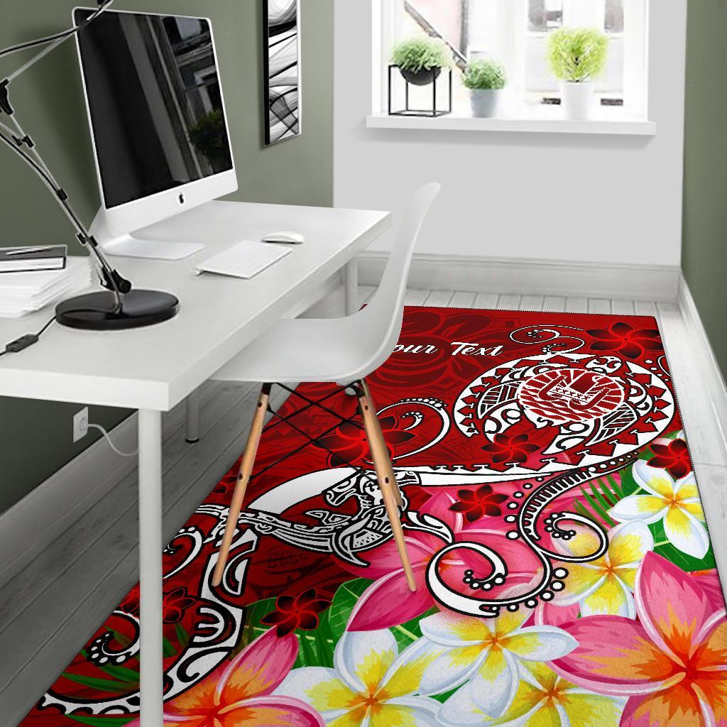 Tahiti Custom Personalised Area Rug - Turtle Plumeria (Red) - Polynesian Pride