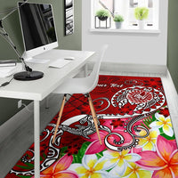 Tahiti Custom Personalised Area Rug - Turtle Plumeria (Red) - Polynesian Pride