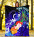 Vanuatu Premium Blanket - Humpback Whale with Tropical Flowers (Blue) - Polynesian Pride