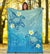 Hawaii Plumeria Deep Blue Turtle Premium Blanket - Polynesian Pride